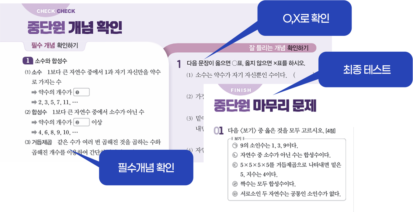 O,X로 확인, 최종 테스트, 필수개념 확인
